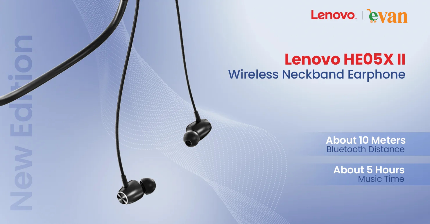 Lenovo HE05X II (New Edition) Wireless In-Ear Neckband Earphone